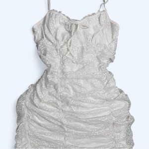 H&M White Laced Body Con Large Mini Dress